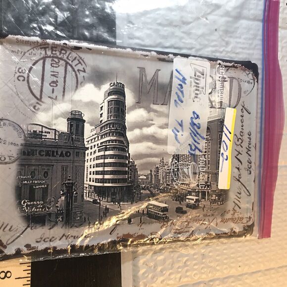 Metal Sign Madrid Spain Postcard Plaza Del Callo 1930 Tin Art 10.5x7” - Picture 10 of 10